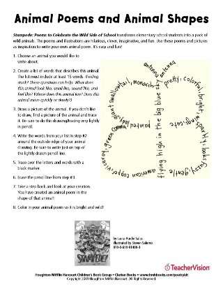 Animal Poems &amp; Animal Shapes Printable (K - 5th Grade) - TeacherVision